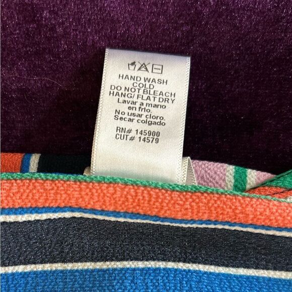 Ivy for Anthropologie Striped Wrap Romper - Blue, Pink, Green - Size L - Picture 11 of 12